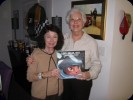 Karen Phillips and Martha Burns with their copy of Go, Milka, Go! at Texas Motor Speedway'